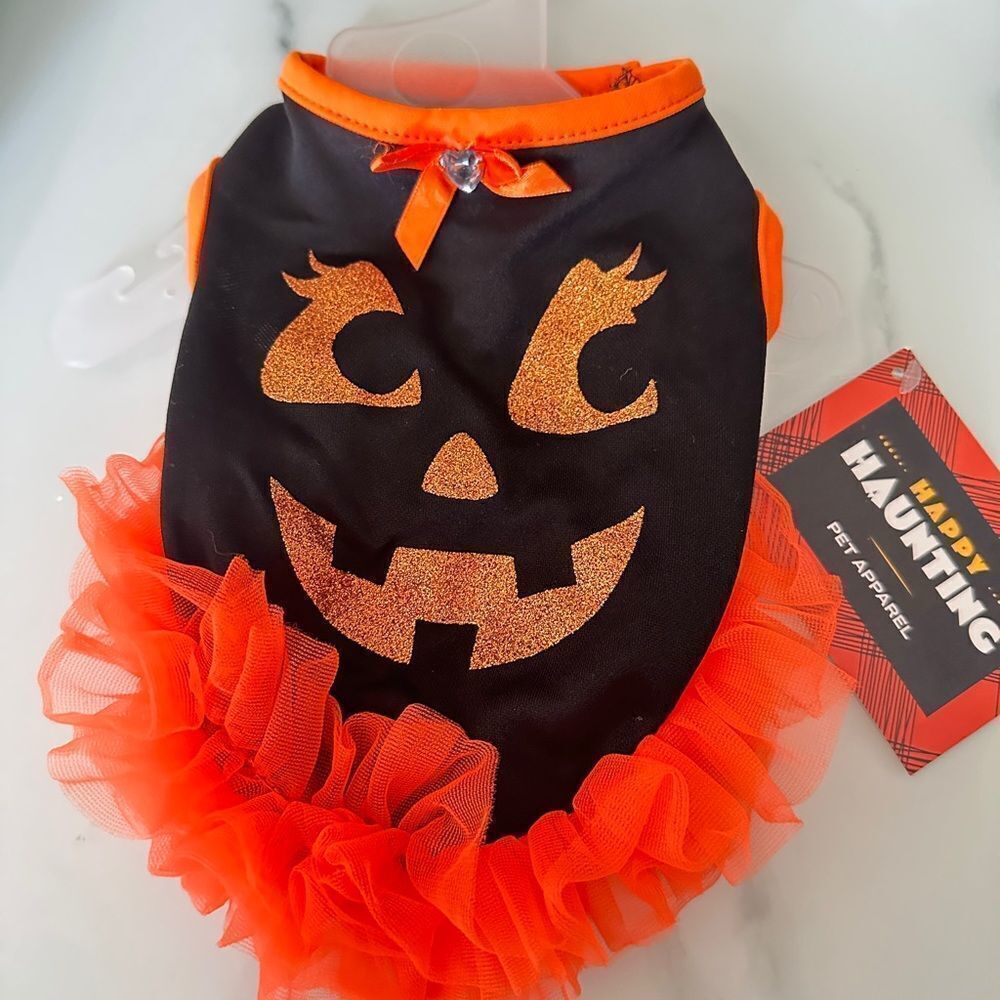 Smiley Tulle Pet Dress (orange tulle)